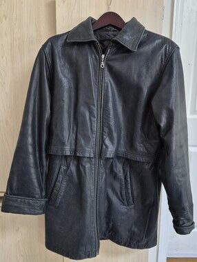 Vintage TIBOR Leather Black Zip Front Jacket Size Medium